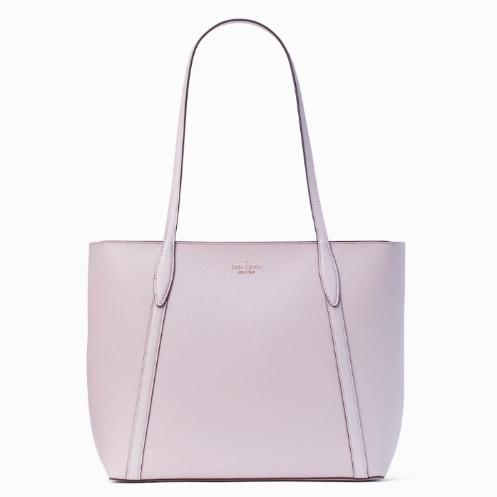 Kate Spade Cara Large Grain Leather Zip Tote, Lilac Moonlight Purple Nwt